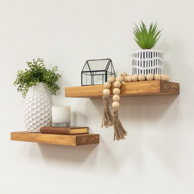 Birch Lane™ Grant 2 Piece Pine Solid Wood Floating Shelf & Reviews